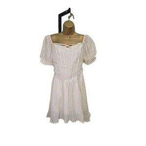 Ivory Tulle Dress Womens Sm Short Sleeve Dollette Cottagecore Fairycore Angelic